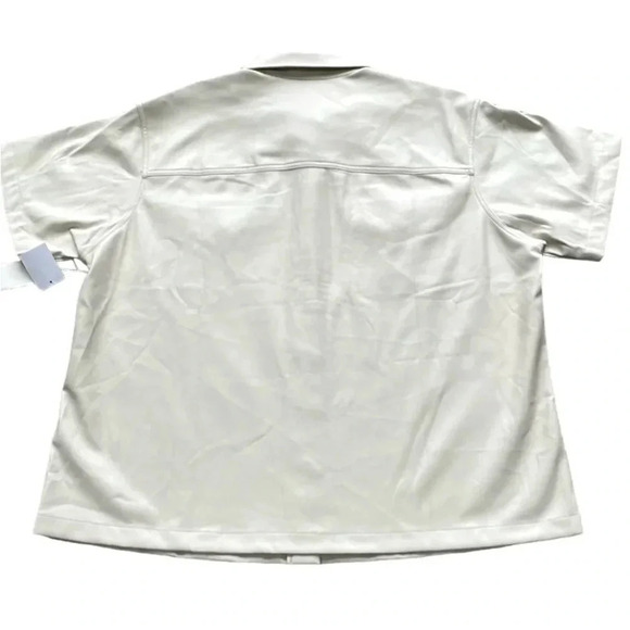 Good American Resort Faux Leather Short Sleeve Button-Up Shirt Bone Women’s 2X - Picture 3 of 13